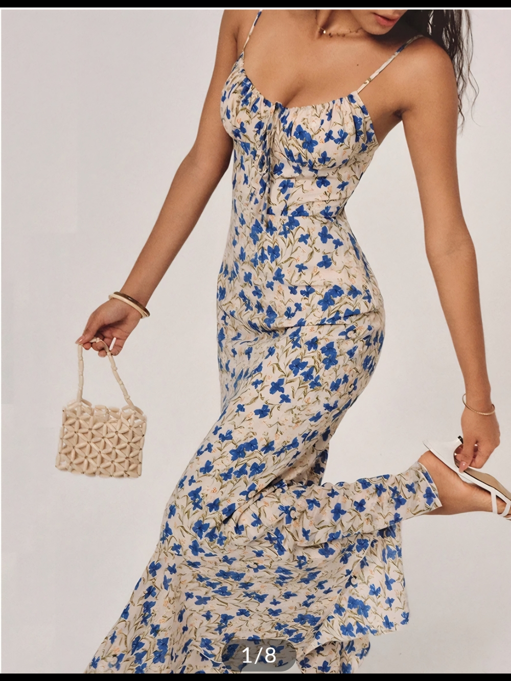 Floral Print Knotted Irregular Hem Long Dress